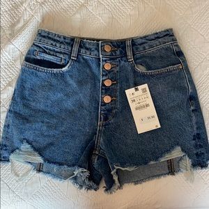 Zara High-Waisted Denim Shorts